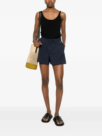 Herno Blue Solid Shorts In Blue