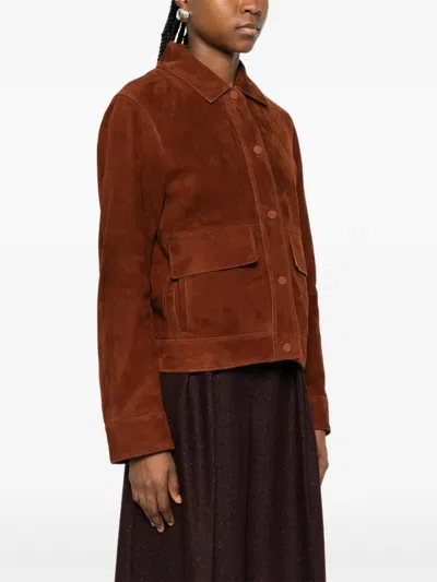 Yves Salomon Long-sleeved Leather Jacket In Pattern