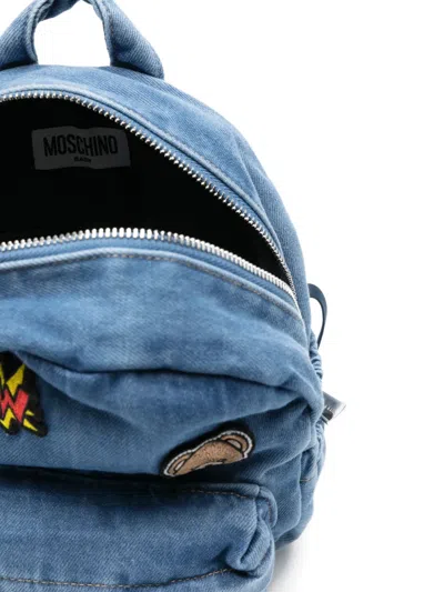 Moschino Logo-patch Backpack In Blue
