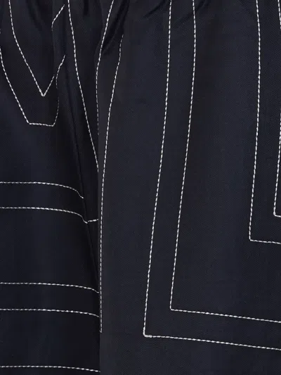 Totême Black Monogram Silk Pj Shorts In Blue