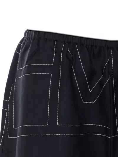 Totême Black Monogram Silk Pj Shorts In Blue