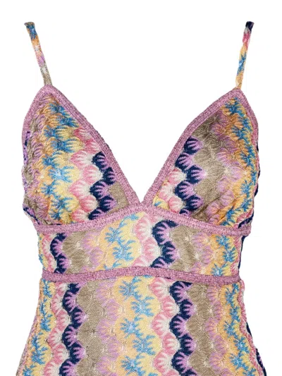 Pho® Firenze Wave-pattern V-neck Dress In Multi