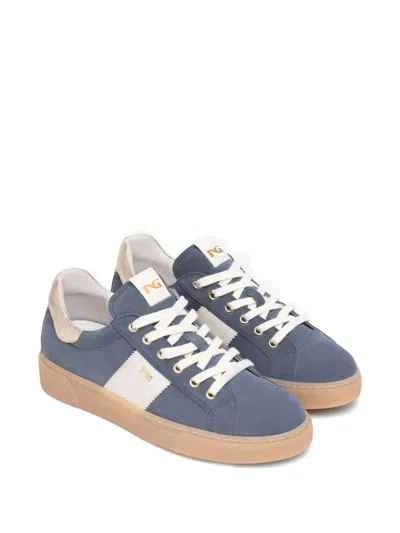 Nero Giardini Suede Lace-up Sneakers In Blue
