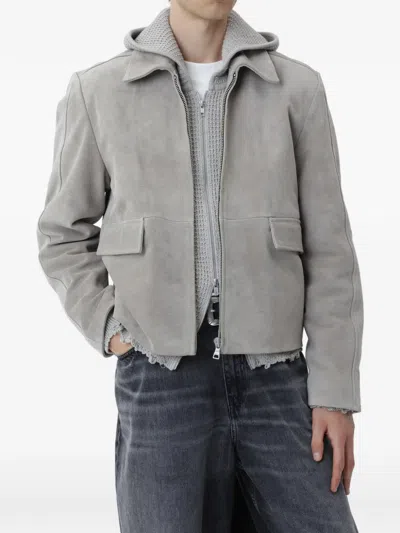 Won Hundred Patch-pocket Suede Jacket In Gray