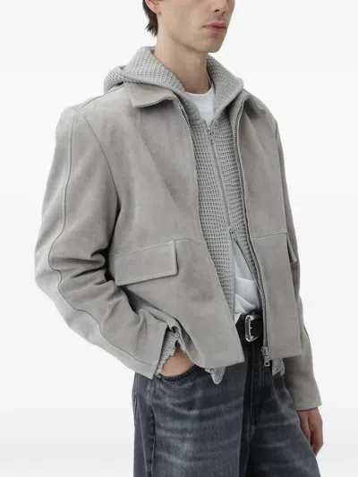 Won Hundred Patch-pocket Suede Jacket In Gray
