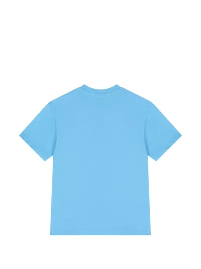 Msgm Logo-detail Cotton T-shirt In Blue