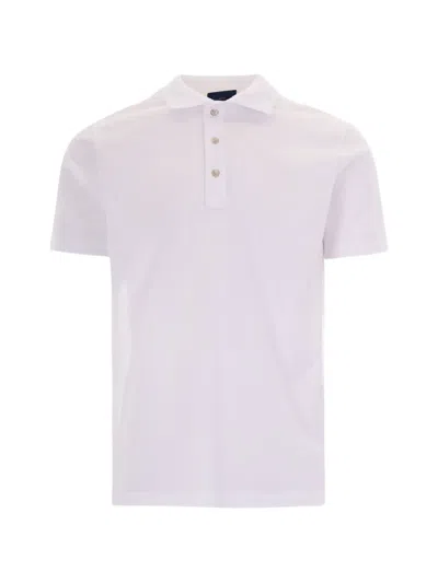 Paul & Shark Polo Shirt In Double Mercerised Cotton Jersey With Linen Details In White