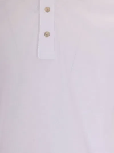 Paul & Shark Polo Shirt In Double Mercerised Cotton Jersey With Linen Details In White