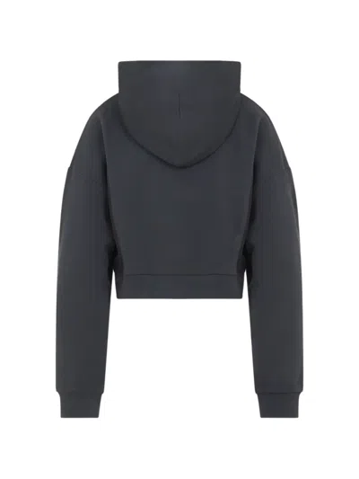 Pangaia Cotton Cropped Oversized Zip Up Hoodie In Black