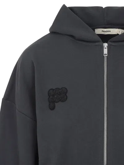 Pangaia Cotton Cropped Oversized Zip Up Hoodie In Black