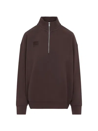 Pangaia Cotton Oversized Half Zip Sweatshirt In Brown