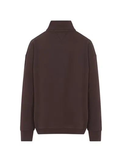 Pangaia Cotton Oversized Half Zip Sweatshirt In Brown