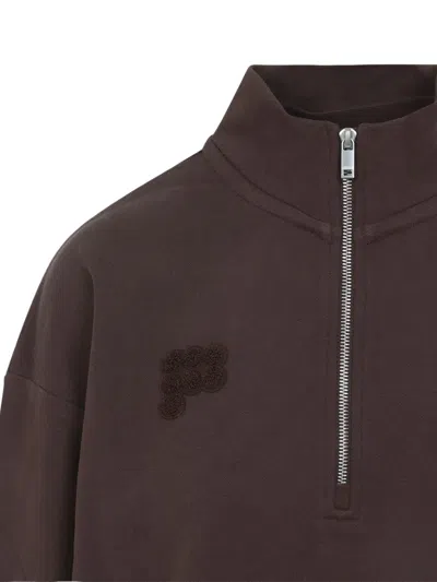 Pangaia Cotton Oversized Half Zip Sweatshirt In Brown