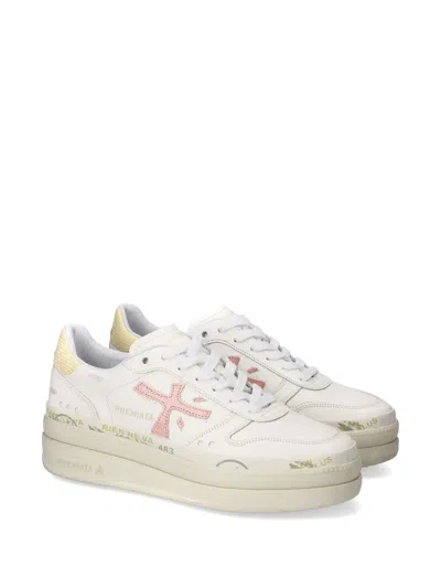 Premiata Micol 8196 Double Layer Platform Trainers In White