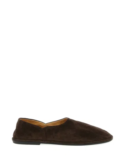The Row Canal Suede Slip-on Shoes In Brown