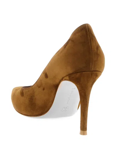 Gianvito Rossi Brown Solid Pointed Toe Pumps In Brown