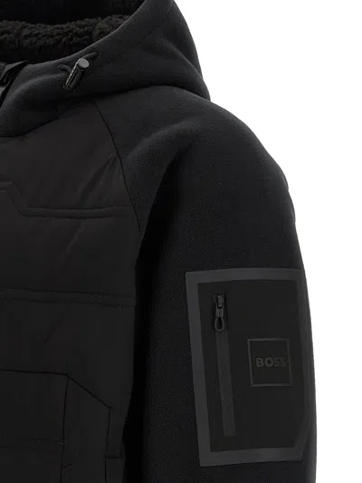 Hugo Boss Quilted Hybrid Jacket In Black