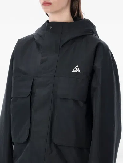 Nike Hooded Flap-pocket Jacket In Black