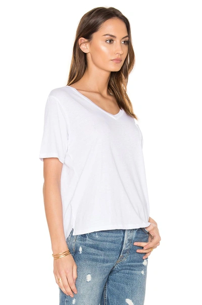 Shop Bobi Light Weight Jersey V Neck Pocket Tee In White