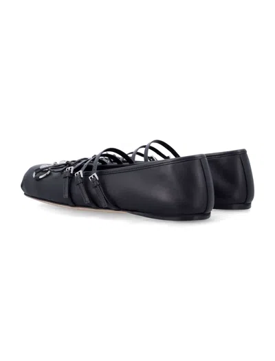 Gucci Nappa Leather Square Toe Ballerina With Horsebit Detailing In Black