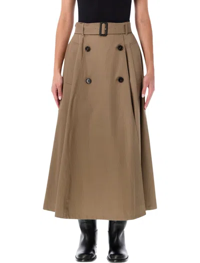Burberry Brenda Belted Double-breasted Midi Trench Skirt In Brown