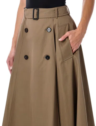 Burberry Brenda Belted Double-breasted Midi Trench Skirt In Brown