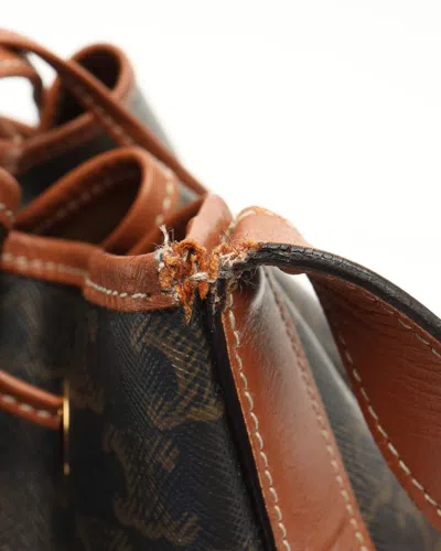 Celine Céline Triomphe Drawstring Bucket Bag In Brown