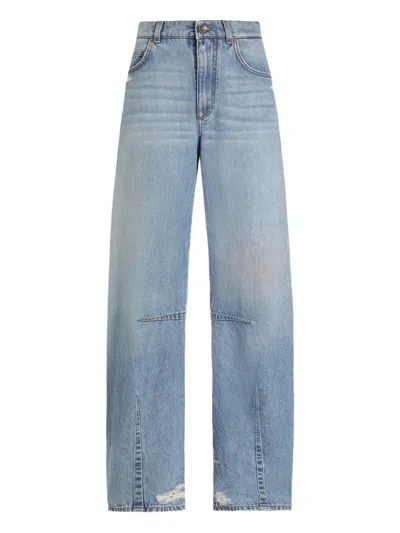 Dolce & Gabbana Cotton Denim Jeans Regular Fit Wide Leg In Blue