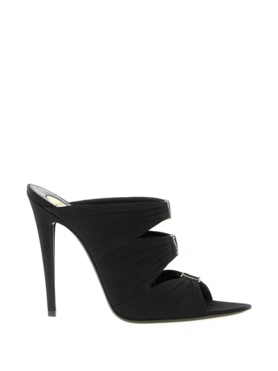 Saint Laurent Emilie 110 Crystal Embellished Satin Mules In Multi