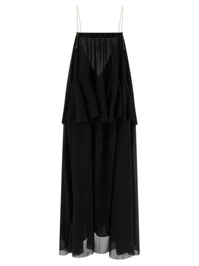 Chloé Open-back Embellished Tiered Silk-georgette Maxi Dress In Black