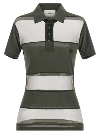 Coperni Striped Sheer Polo Shirt Short Sleeves In Multi