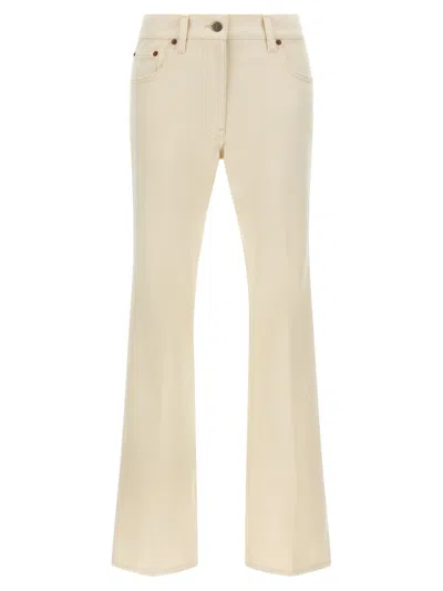 Valentino Pleated Gold Detail Jeans In Neutral