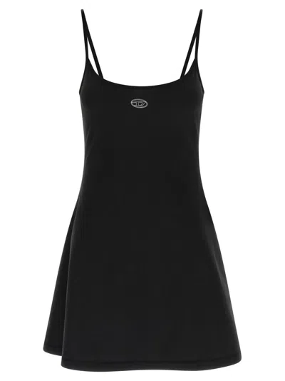 Diesel Mini Dress With Spaghetti Straps And Scoop Neck In Black