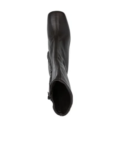 Dries Van Noten Women Black Ankle Boots With Rounded Toe In Leather Woman