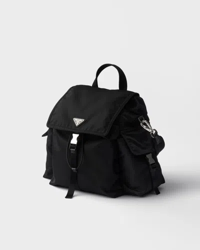Prada Explore Re-nylon And Leather Backpack In Black