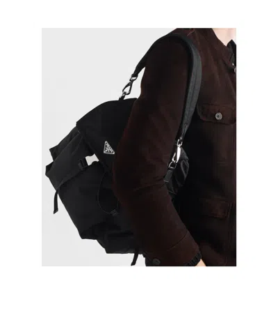Prada Explore Re-nylon And Leather Backpack In Black