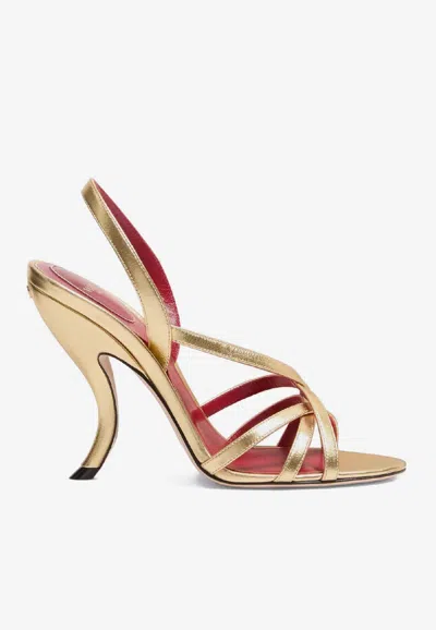 Valentino Garavani Valentino Fetishique 105 Leather Slingback Sandal In Gold