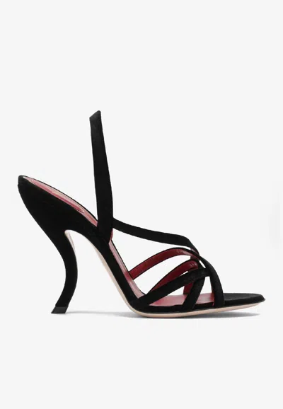 Valentino Garavani Women Black Velvet Slingback Heels, 4.5 Luxury Pumps & Heels For Women Darveys