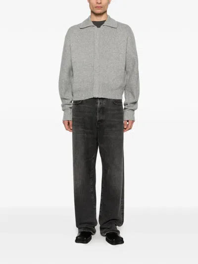 Entire Studios Collared Knitted T-shirt In Gray