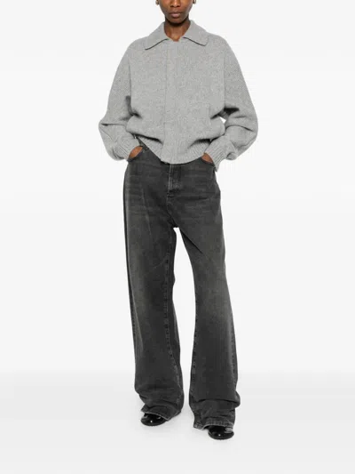 Entire Studios Collared Knitted T-shirt In Gray