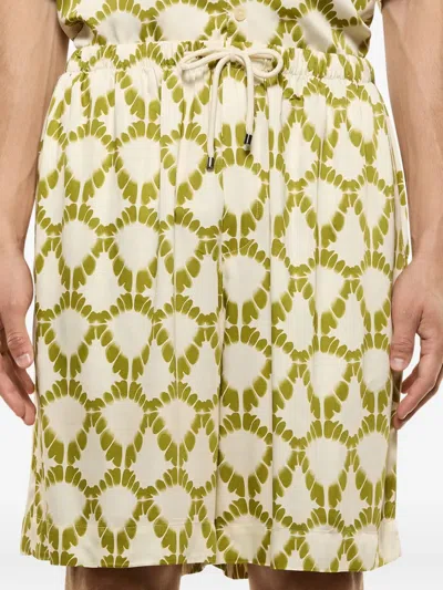 Laneus Drawstring Patterned Shorts In Green