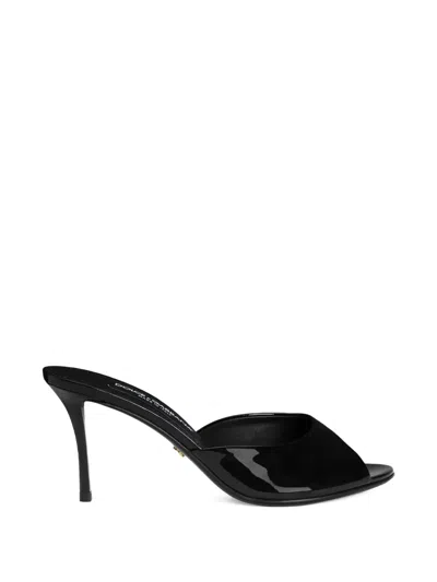 Dolce & Gabbana 75mm Vernice Patent Leather Mule Sandals In Black