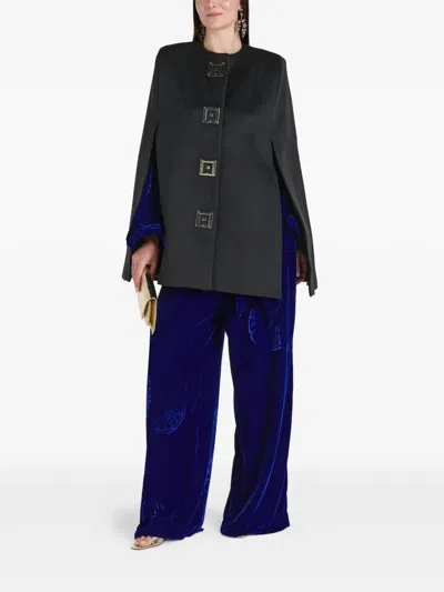 Themis Z Infinity Square Button Cape In Black