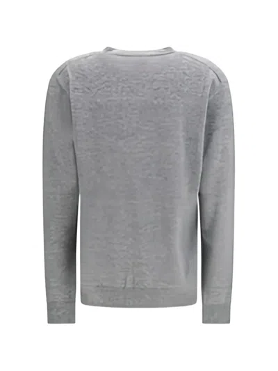 The Row Nian Long Sleeve Top Ribbed V Neckline In Gray