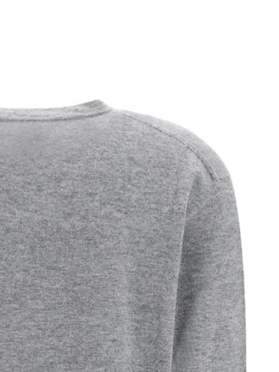 The Row Nian Long Sleeve Top Ribbed V Neckline In Gray