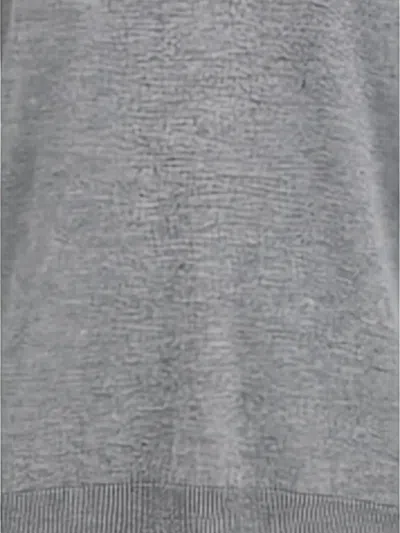 The Row Nian Long Sleeve Top Ribbed V Neckline In Gray
