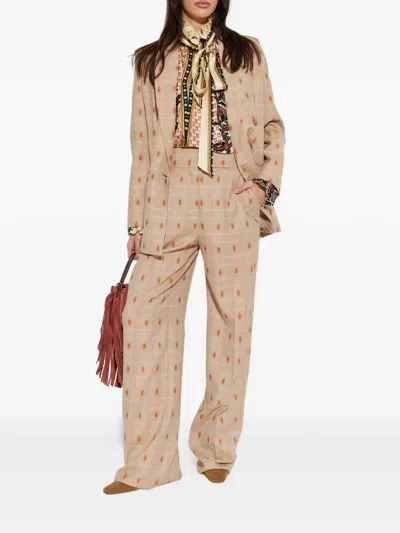 Etro Check-patterned Blazer In Brown