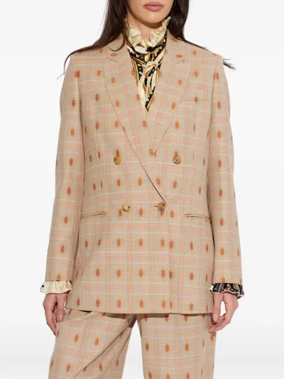 Etro Check-patterned Blazer In Brown