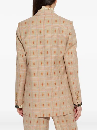 Etro Check-patterned Blazer In Brown