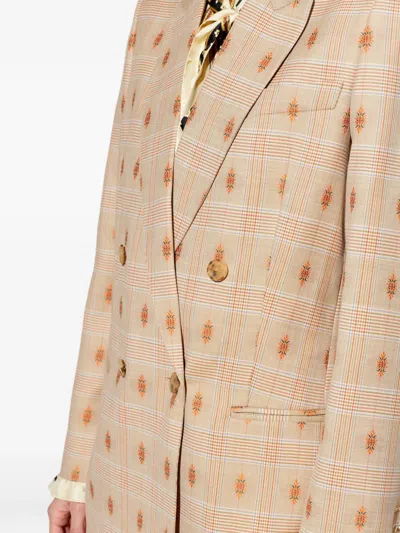 Etro Check-patterned Blazer In Brown